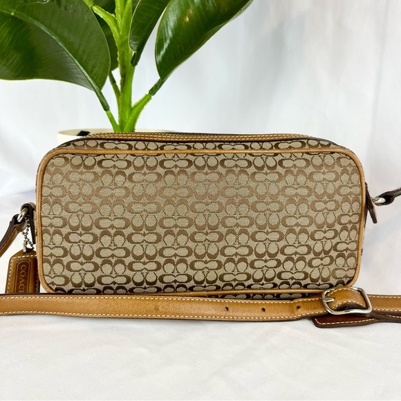 Coach Handbags - COACH Vintage Brown Y2K Mini Monogram Signature Crossbody Adjustable Pouch